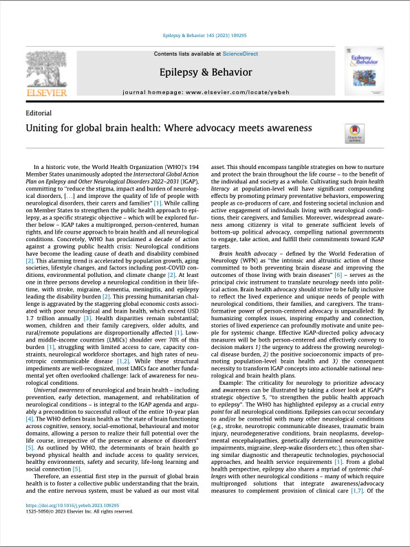 Uniting for global brain health: Where advocacy meets awareness