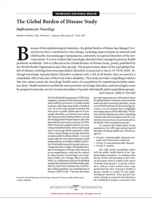 The Global Burden of Disease Study: Implications for Neurology