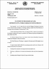 Statement by the World Federation of Neurology during WHO Fifty-first session Manila 18-22 September 2000