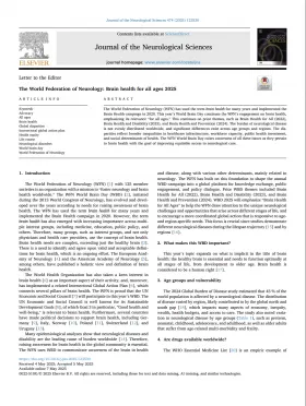 The World Federation of Neurology Brain health for all ages 2025